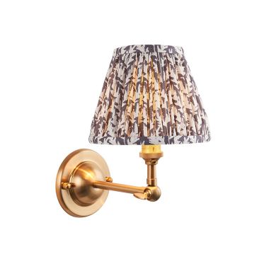 Dome Wing And Leaf 16cm Pearl Grey Shade Wall Light In Brushed Aged Brass