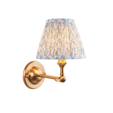 Dome Wing And Leaf 16cm Shell Bay Blue Shade Wall Light In Brushed Aged Brass