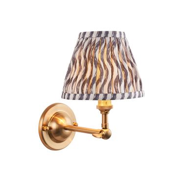 Dome Wing And Ripple 16cm Pearl Grey Shade Wall Light In Brushed Aged Brass