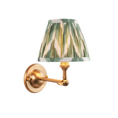 Dome Wing And Zigzag 16cm Cotswold Green Shade Wall Light In Brushed Aged Brass