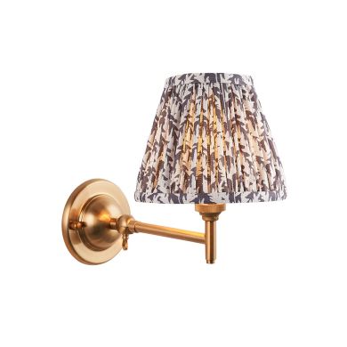 Dome Fold And Leaf 16cm Pearl Grey Shade Wall Light In Brushed Aged Brass