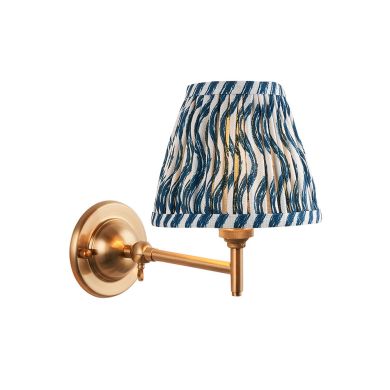Dome Fold And Ripple 16cm Marlin Blue Shade Wall Light In Brushed Aged Brass