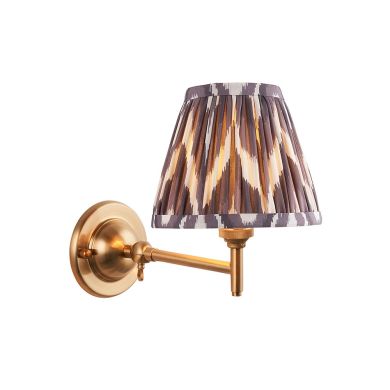 Dome Fold And Zigzag 16cm Pearl Grey Shade Wall Light In Brushed Aged Brass