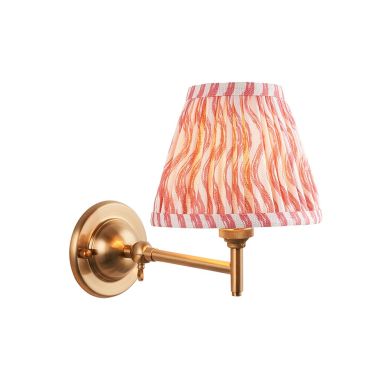 Dome Fold And Ripple 16cm Coral Pink Shade Wall Light In Brushed Aged Brass