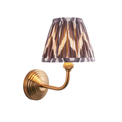 Obelisk Arc And Zigzag 16cm Pearl Grey Shade Wall Light In Brushed Aged Brass