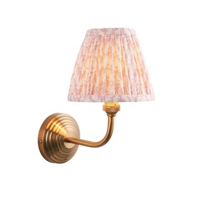Obelisk Arc And Leaf 16cm Peachy Keen Shade Wall Light In Brushed Aged Brass