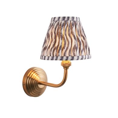 Obelisk Arc And Ripple 16cm Pearl Grey Shade Wall Light In Brushed Aged Brass