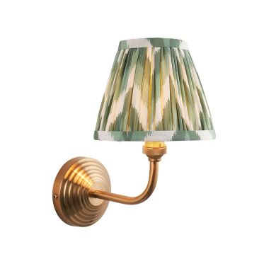 Obelisk Arc And Zigzag 16cm Cotswold Green Shade Wall Light In Brushed Aged Brass