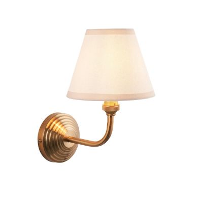 Obelisk Arc And Ivy 16cm Vintage White Shade Wall Light In Brushed Aged Brass
