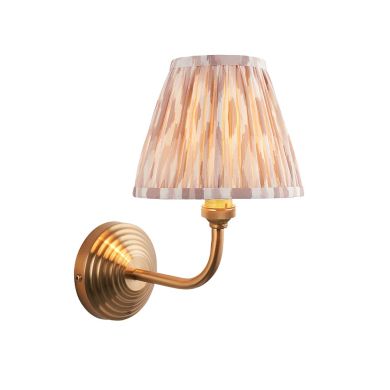 Obelisk Arc And Ikat 16cm Neutral Shade Wall Light In Brushed Aged Brass