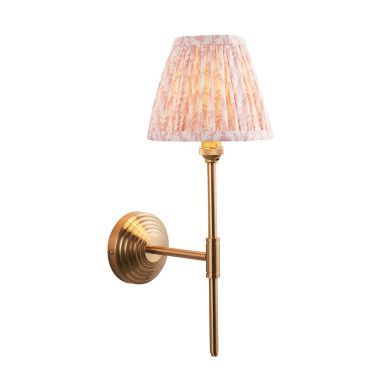Obelisk T Bar And Leaf 16cm Peachy Keen Shade Wall Light In Brushed Aged Brass