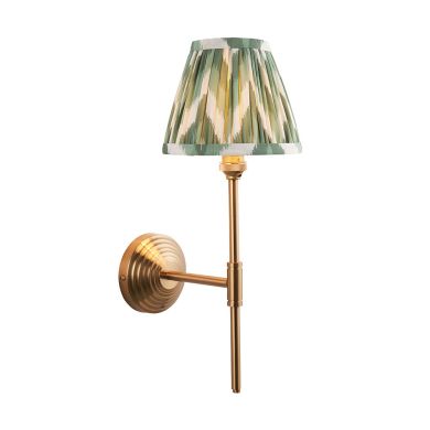 Obelisk T Bar And Zigzag 16cm Cotswold Green Shade Wall Light In Brushed Aged Brass