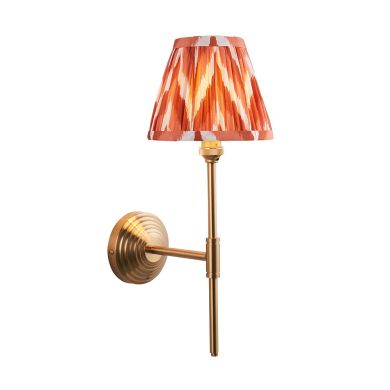 Obelisk T Bar And Zigzag 16cm Apricot Orange Shade Wall Light In Brushed Aged Brass