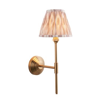 Obelisk T Bar And Ikat 16cm Neutral Shade Wall Light In Brushed Aged Brass