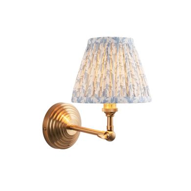 Obelisk Wing And Leaf 16cm Shell Bay Blue Shade Wall Light In Brushed Aged Brass