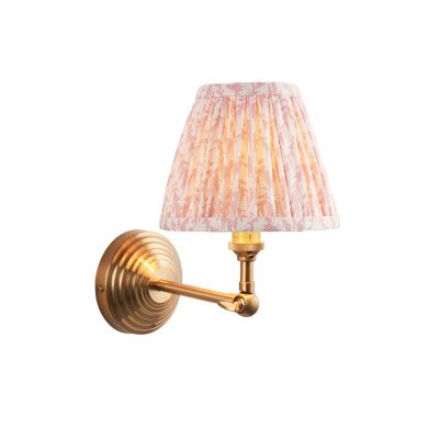Obelisk Wing And Leaf 16cm Peachy Keen Shade Wall Light In Brushed Aged Brass