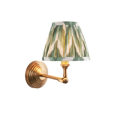 Obelisk Wing And Zigzag 16cm Cotswold Green Shade Wall Light In Brushed Aged Brass