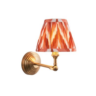 Obelisk Wing And Zigzag 16cm Apricot Orange Shade Wall Light In Brushed Aged Brass