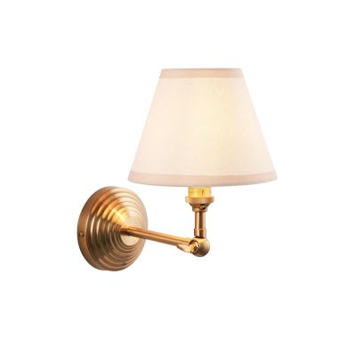 Obelisk Wing And Ivy 16cm Vintage White Shade Wall Light In Brushed Aged Brass