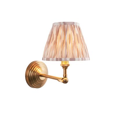 Obelisk Wing And Ikat 16cm Neutral Shade Wall Light In Brushed Aged Brass