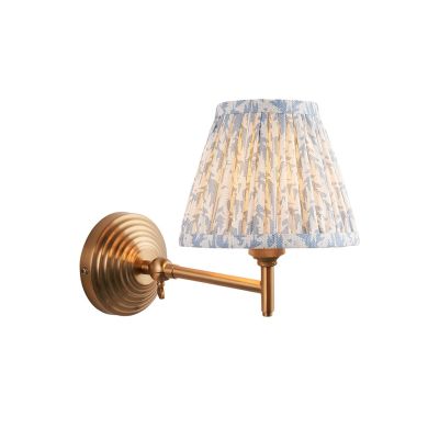 Obelisk Fold And Leaf 16cm Shell Bay Blue Shade Wall Light In Brushed Aged Brass