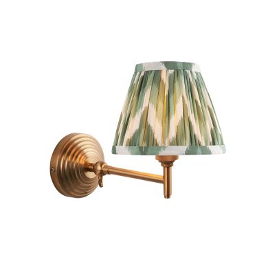 Obelisk Fold And Zigzag 16cm Cotswold Green Shade Wall Light In Brushed Aged Brass