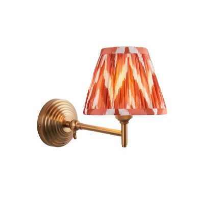 Obelisk Fold And Zigzag 16cm Apricot Orange Shade Wall Light In Brushed Aged Brass