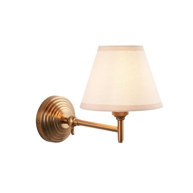 Obelisk Fold And Ivy 16cm Vintage White Shade Wall Light In Brushed Aged Brass