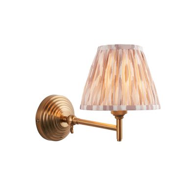 Obelisk Fold And Ikat 16cm Neutral Shade Wall Light In Brushed Aged Brass