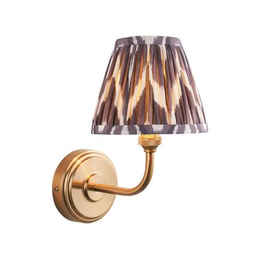 Step Arc And Zigzag 16cm Pearl Grey Shade Wall Light In Brushed Aged Brass