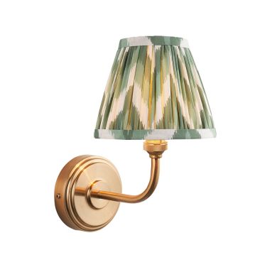 Step Arc And Zigzag 16cm Cotswold Green Shade Wall Light In Brushed Aged Brass