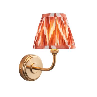 Step Arc And Zigzag 16cm Apricot Orange Shade Wall Light In Brushed Aged Brass