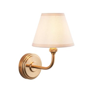 Step Arc And Ivy 16cm Vintage White Shade Wall Light In Brushed Aged Brass