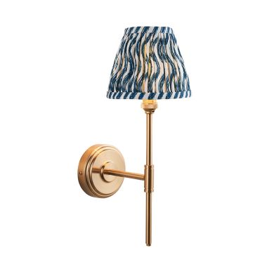 Step T Bar And Ripple 16cm Marlin Blue Shade Wall Light In Brushed Aged Brass