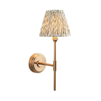 Step T Bar And Leaf 16cm Herb Garden Green Shade Wall Light In Brushed Aged Brass