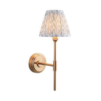 Step T Bar And Leaf 16cm Shell Bay Blue Shade Wall Light In Brushed Aged Brass