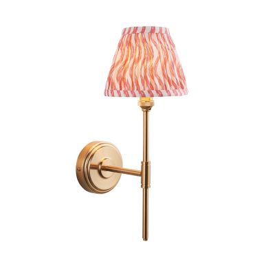 Step T Bar And Ripple 16cm Coral Pink Shade Wall Light In Brushed Aged Brass