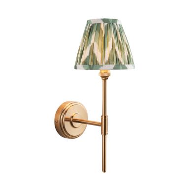 Step T Bar And Zigzag 16cm Cotswold Green Shade Wall Light In Brushed Aged Brass