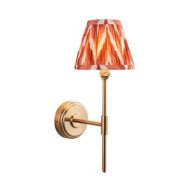 Step T Bar And Zigzag 16cm Apricot Orange Shade Wall Light In Brushed Aged Brass