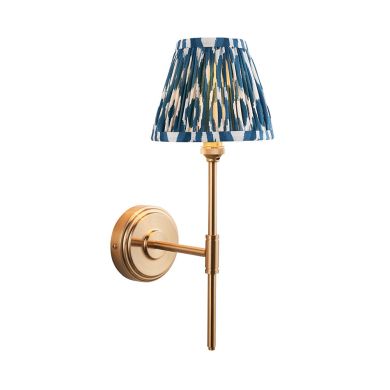 Step T Bar And Ikat 16cm Marlin Blue Shade Wall Light In Brushed Aged Brass