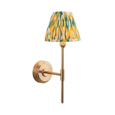 Step T Bar And Ikat 16cm Yellow And Jade Shade Wall Light In Brushed Aged Brass