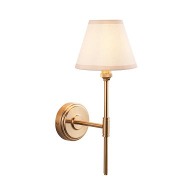 Step T Bar And Ivy 16cm Vintage White Shade Wall Light In Brushed Aged Brass