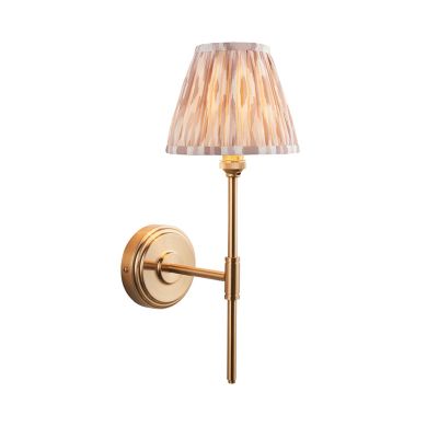 Step T Bar And Ikat 16cm Neutral Shade Wall Light In Brushed Aged Brass