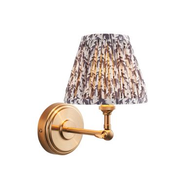 Step Wing And Leaf 16cm Pearl Grey Shade Wall Light In Brushed Aged Brass