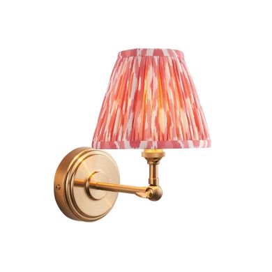 Step Wing And Ikat 16cm Coral Pink Shade Wall Light In Brushed Aged Brass