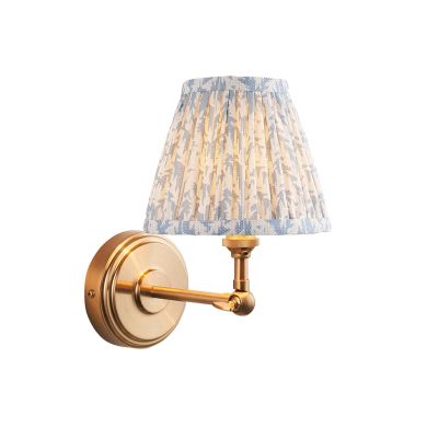 Step Wing And Leaf 16cm Shell Bay Blue Shade Wall Light In Brushed Aged Brass