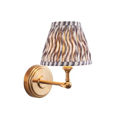 Step Wing And Ripple 16cm Pearl Grey Shade Wall Light In Brushed Aged Brass