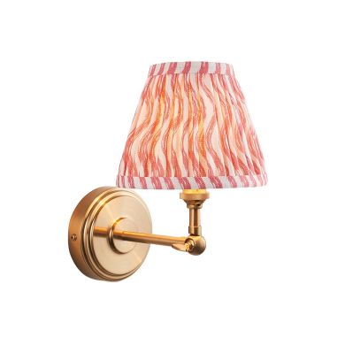 Step Wing And Ripple 16cm Coral Pink Shade Wall Light In Brushed Aged Brass