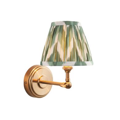 Step Wing And Zigzag 16cm Cotswold Green Shade Wall Light In Brushed Aged Brass