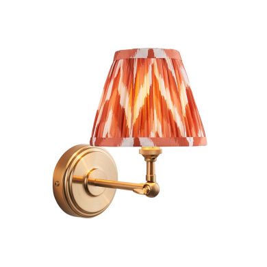 Step Wing And Zigzag 16cm Apricot Orange Shade Wall Light In Brushed Aged Brass